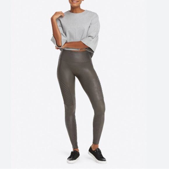 Spanx Moto Faux Leather Leggings Gray Size Small - Picture 1 of 7